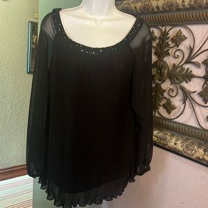 NWT Alfred Angelo Top -Black formal beaded/ sequined/ sheer pleats Sz 10